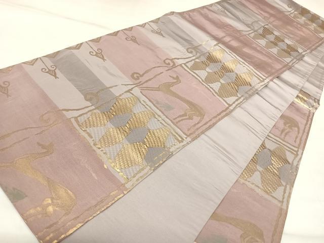 平和屋着物◎六通柄　本袋帯　鹿　金糸　正絹　逸品　AABK5116yx