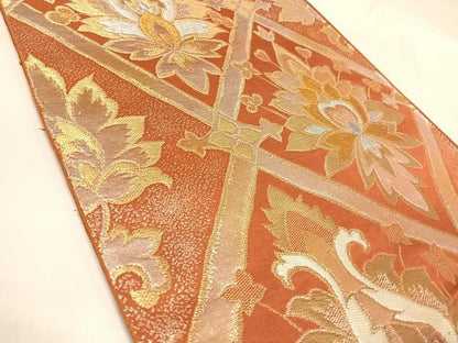 平和屋着物◎六通柄　本袋帯　花菱文　金銀糸　正絹　逸品　AABK5120yx