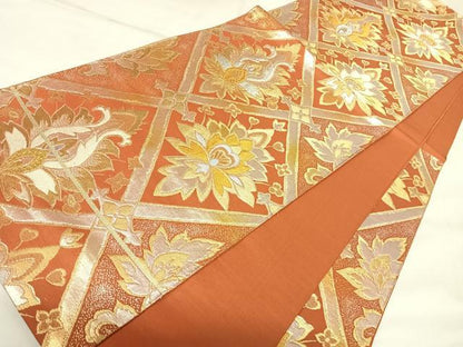 平和屋着物◎六通柄　本袋帯　花菱文　金銀糸　正絹　逸品　AABK5120yx