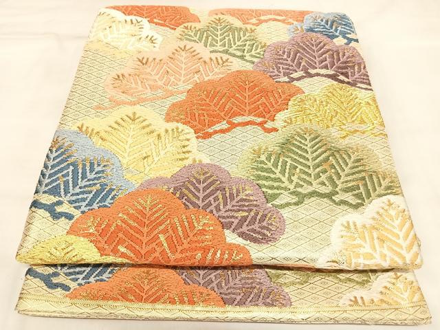 平和屋着物◎佐賀錦　六通柄袋帯　唐織　松　金糸　正絹　逸品　AABK5126yx