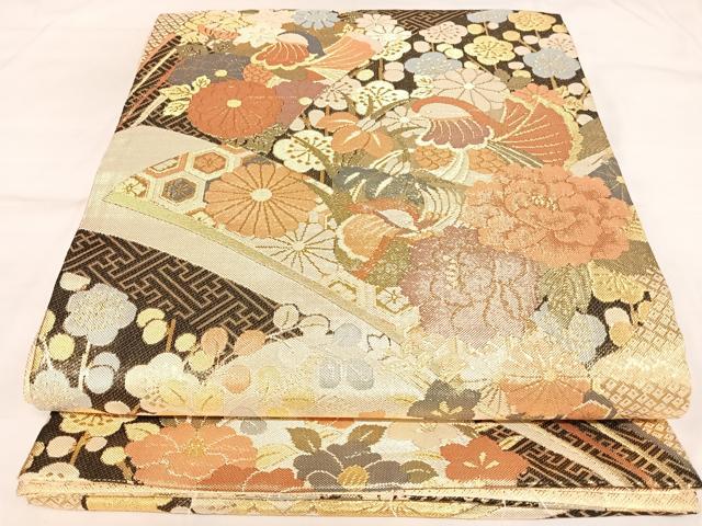 平和屋着物◎九百佐賀錦　六通柄袋帯　夢路　金糸　正絹　逸品　AABK5128yx