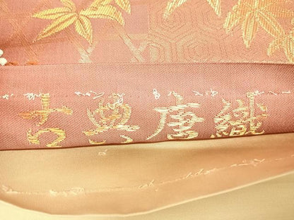 平和屋着物◎六通柄袋帯　古典唐織　草花文　金糸　正絹　逸品　AABK5141yx