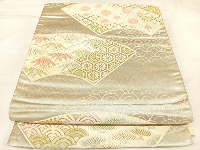 平和屋着物◎六通柄袋帯　唐織　地紙吉祥花文　金銀糸　正絹　逸品　AABK5143yx