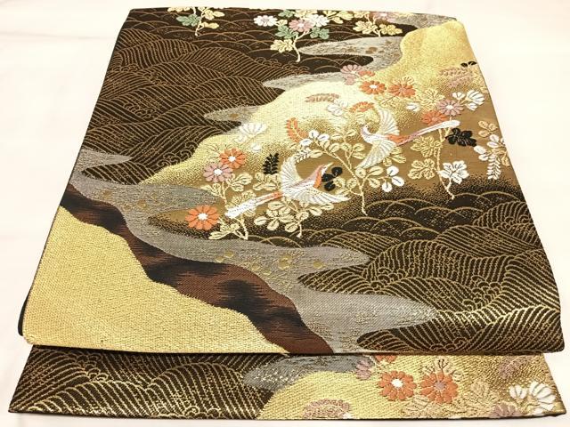 平和屋着物◎六通柄袋帯　唐織　花鳥文　金銀糸　正絹　逸品　AABK5147yx