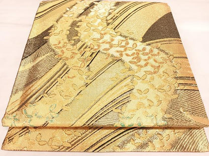 平和屋着物◎六通柄袋帯　舞蝶文　金糸　正絹　逸品　AABK5158yx