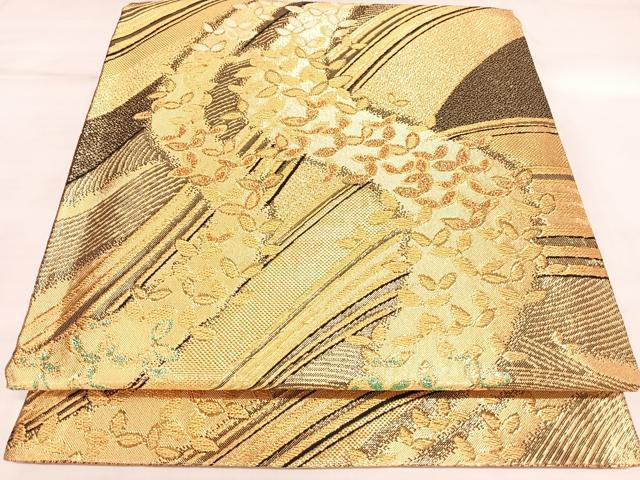 平和屋着物◎六通柄袋帯　舞蝶文　金糸　正絹　逸品　AABK5158yx