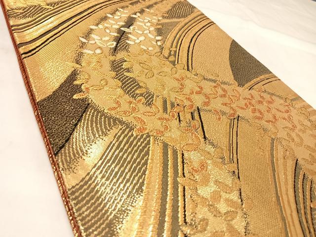 平和屋着物◎六通柄袋帯　舞蝶文　金糸　正絹　逸品　AABK5158yx