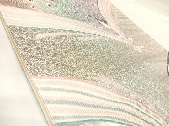 平和屋着物◎六通柄袋帯　唐織　孔雀文　金銀糸　正絹　逸品　AABK5170yx