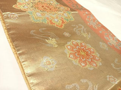 平和屋着物◎六通柄袋帯　正倉院花文　金銀糸　正絹　逸品　AABK5174yx