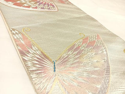 平和屋着物◎六通柄　京袋帯　舞蝶文　金銀糸　正絹　逸品　AABK5176yx