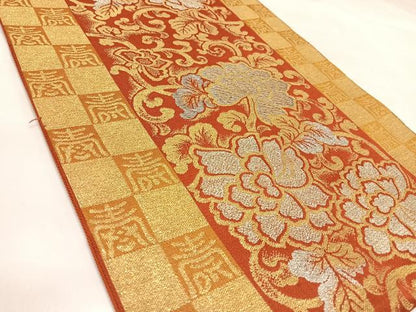 平和屋着物◎六通柄　京本袋帯　花唐草文　金銀糸　正絹　逸品　AABK5181yx