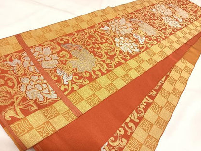 平和屋着物◎六通柄　京本袋帯　花唐草文　金銀糸　正絹　逸品　AABK5181yx