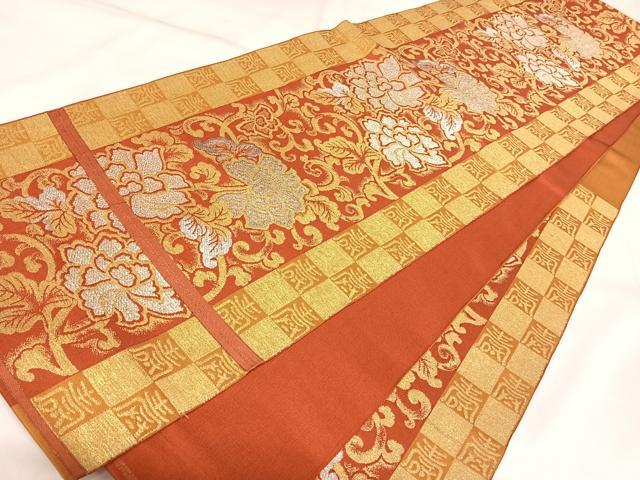 平和屋着物◎六通柄　京本袋帯　花唐草文　金銀糸　正絹　逸品　AABK5181yx
