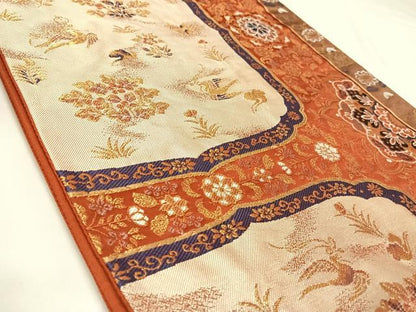 平和屋着物◎六通柄袋帯　唐織　花鳥文　金糸　正絹　逸品　AABK5182yx