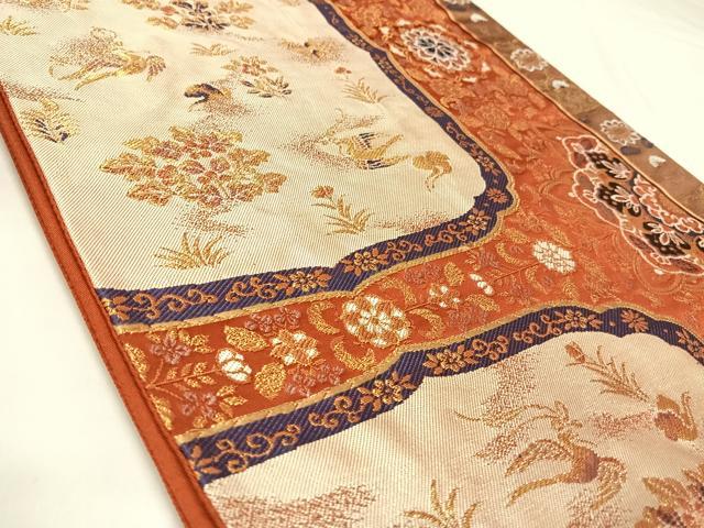平和屋着物◎六通柄袋帯　唐織　花鳥文　金糸　正絹　逸品　AABK5182yx