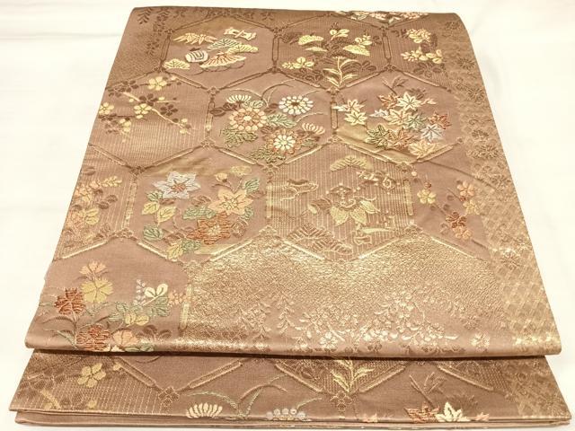 平和屋着物◎六通柄袋帯　宝栄百選　金糸　正絹　逸品　AABK5183yx
