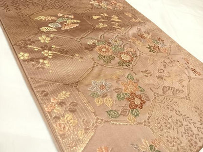平和屋着物◎六通柄袋帯　宝栄百選　金糸　正絹　逸品　AABK5183yx