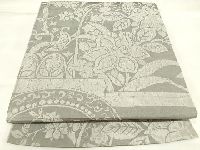平和屋着物◎全通柄袋帯　花鳥文　正絹　逸品　AABK5185yx