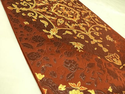 平和屋着物◎六通柄　本袋帯　正倉院花文　金糸　正絹　逸品　AABK5186yx
