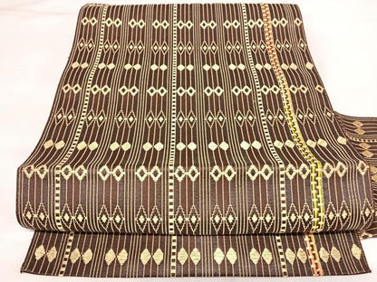 平和屋着物◎八寸名古屋帯　菱間道　金糸　正絹　逸品　AABK5191yx