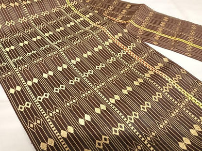平和屋着物◎八寸名古屋帯　菱間道　金糸　正絹　逸品　AABK5191yx
