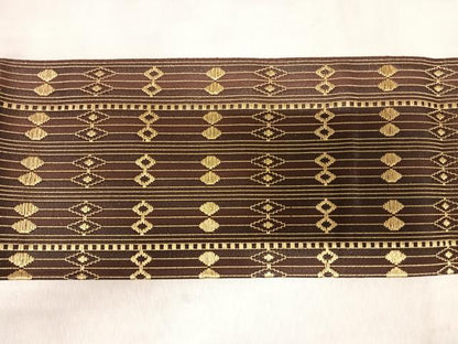 平和屋着物◎八寸名古屋帯　菱間道　金糸　正絹　逸品　AABK5191yx