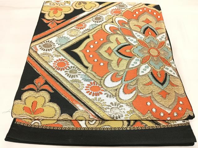 平和屋着物◎六通柄袋帯　唐織　花菱文　金糸　正絹　逸品　AABK5194yx