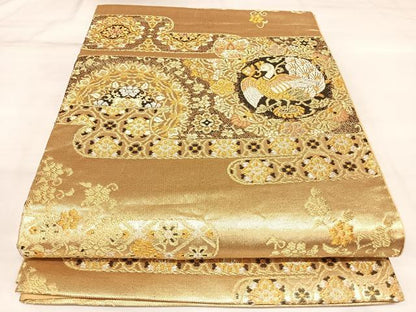 平和屋着物◎六通柄袋帯　唐織　正倉雲取華文　金銀糸　正絹　逸品　AABK5196yx