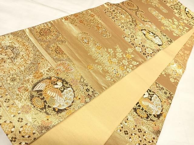 平和屋着物◎六通柄袋帯　唐織　正倉雲取華文　金銀糸　正絹　逸品　AABK5196yx