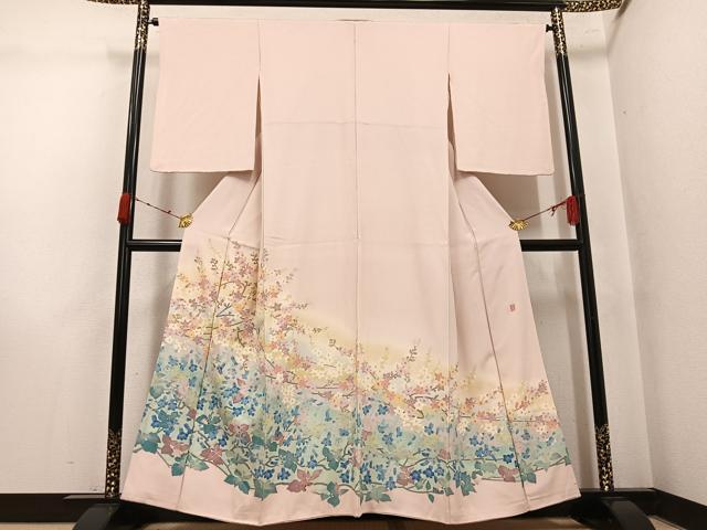 平和屋着物●本加賀友禅作家　百貫華峰　色留袖　枝花文　正絹　逸品　AABK5201ph