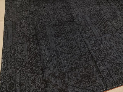 平和屋着物●結城紬　100亀甲　草花文　正絹　逸品　未使用　AABK5205ph