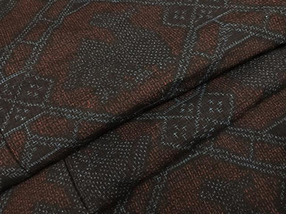 平和屋着物●結城紬　80亀甲　有栖川文様　正絹　逸品　AABK5207ph