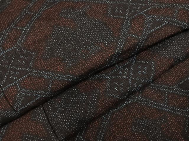 平和屋着物●結城紬　80亀甲　有栖川文様　正絹　逸品　AABK5207ph
