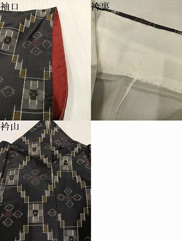 平和屋着物●本場琉球絣　紬　正絹　逸品　AABK5208ph