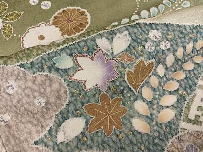 平和屋着物●訪問着　草花文　暈し染め　金彩　仮絵羽　正絹　逸品　未使用　AABK5209ph