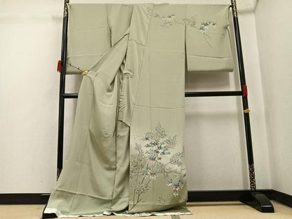 平和屋着物●訪問着　友禅　作家物　枝花文　日本の美加賀の調べ　仮絵羽　正絹　逸品　未使用　AABK5211ph