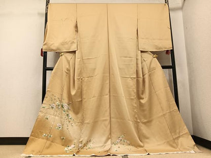 平和屋着物●訪問着　枝花文　暈し染め　金彩　仮絵羽　正絹　逸品　未使用　AABK5212ph