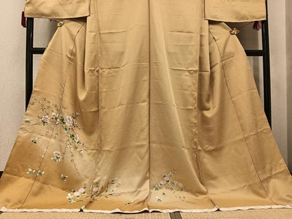 平和屋着物●訪問着　枝花文　暈し染め　金彩　仮絵羽　正絹　逸品　未使用　AABK5212ph