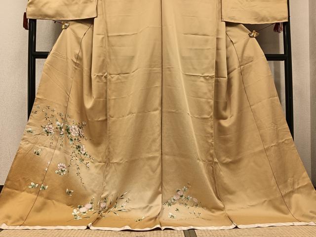 平和屋着物●訪問着　枝花文　暈し染め　金彩　仮絵羽　正絹　逸品　未使用　AABK5212ph
