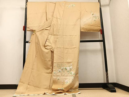 平和屋着物●訪問着　枝花文　暈し染め　金彩　仮絵羽　正絹　逸品　未使用　AABK5212ph