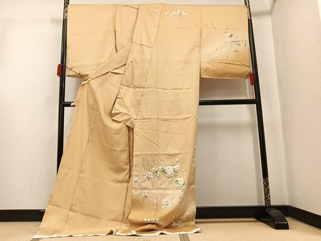 平和屋着物●訪問着　枝花文　暈し染め　金彩　仮絵羽　正絹　逸品　未使用　AABK5212ph