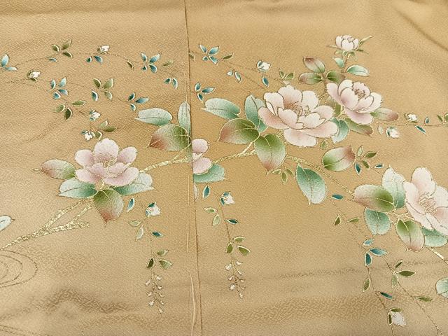 平和屋着物●訪問着　枝花文　暈し染め　金彩　仮絵羽　正絹　逸品　未使用　AABK5212ph