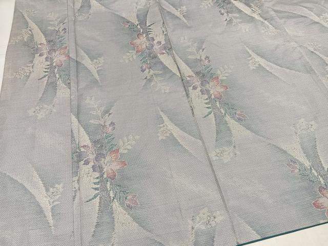 平和屋着物●本場大島紬　白大島　9マルキ　草花文　正絹　逸品　AABK5217ph