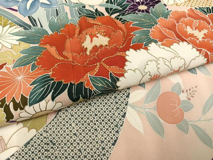 平和屋着物●創業460年・千總　訪問着　駒刺繍　草花文　暈し染め　金彩　松坂屋扱い　正絹　逸品　AABK5221ph