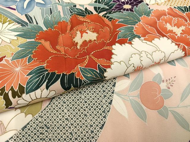 平和屋着物●創業460年・千總　訪問着　駒刺繍　草花文　暈し染め　金彩　松坂屋扱い　正絹　逸品　AABK5221ph