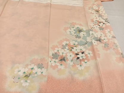 平和屋着物●希少　人間国宝・羽田登喜男　振袖　枝桜　たたき染め　正絹　逸品　AABK5223ph