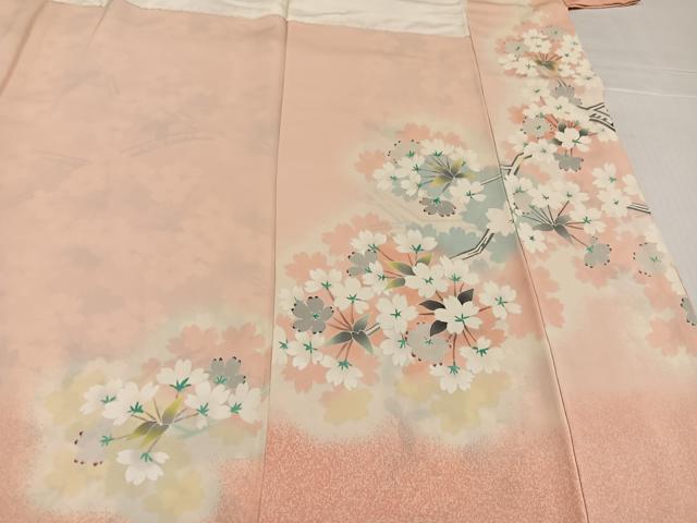 平和屋着物●希少　人間国宝・羽田登喜男　振袖　枝桜　たたき染め　正絹　逸品　AABK5223ph