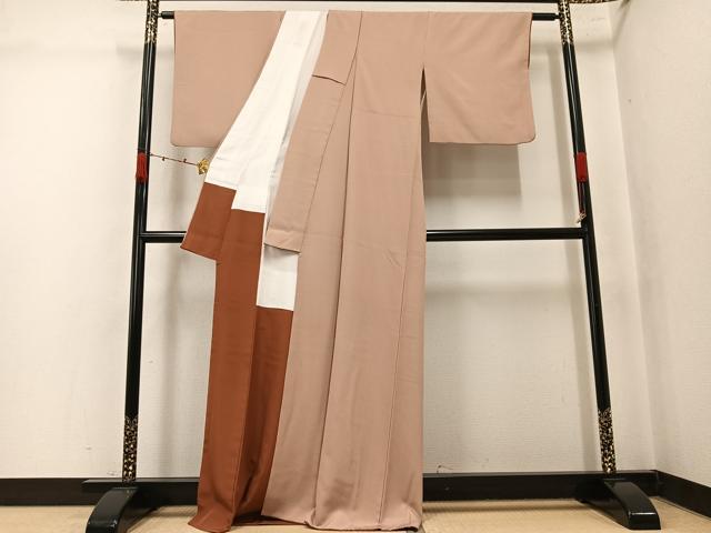 平和屋着物●江戸小紋　彫士：住田双光・染士：服部光擴　万筋　伽羅色×飴色　正絹　逸品　AABK5225ph