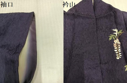 平和屋着物●訪問着　刺繍　花蝶文　暈し染め　金銀彩　やまと誂製　正絹　逸品　AABK5227ph