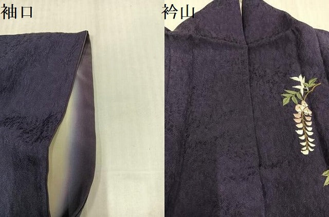 平和屋着物●訪問着　刺繍　花蝶文　暈し染め　金銀彩　やまと誂製　正絹　逸品　AABK5227ph